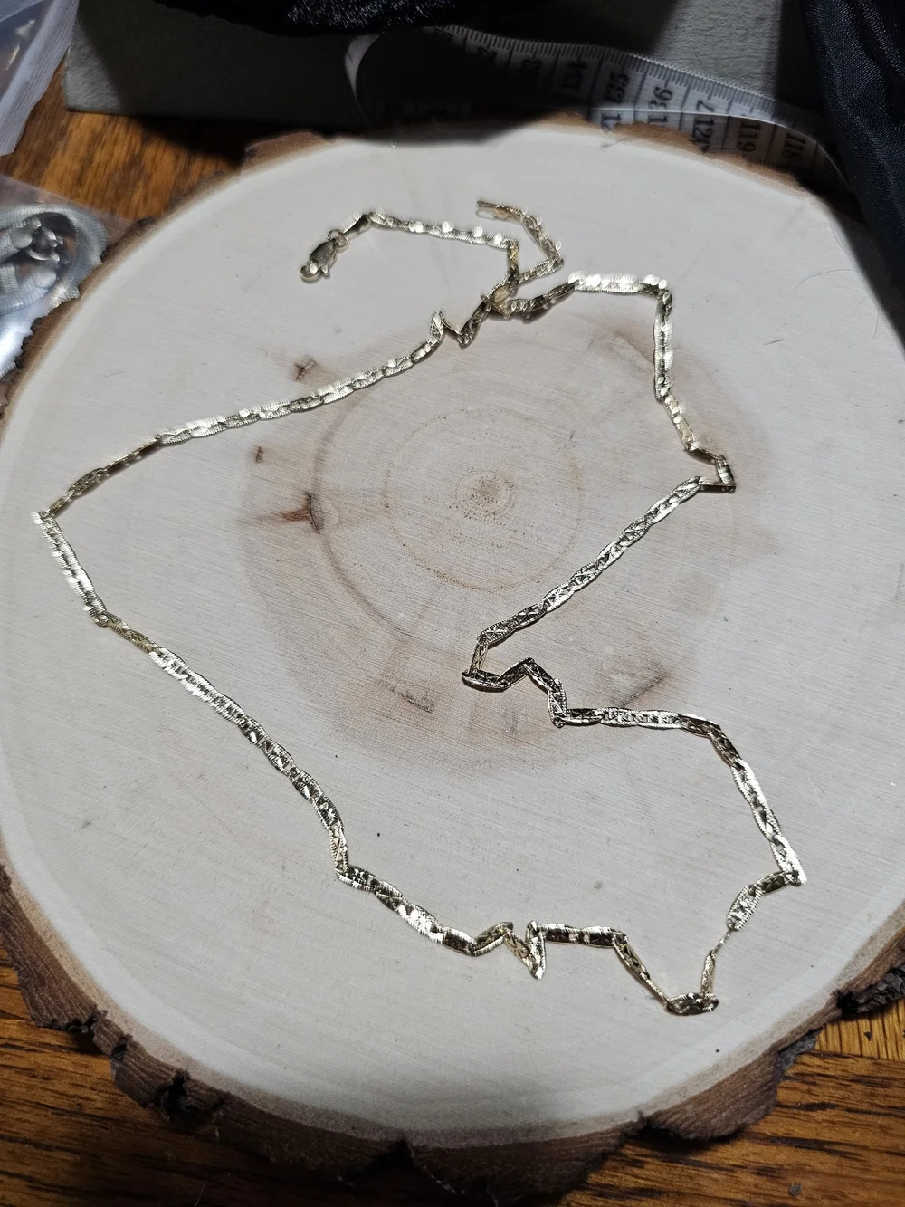 Gold Textured Link Chain Necklace - Elegant Women's Jewelry